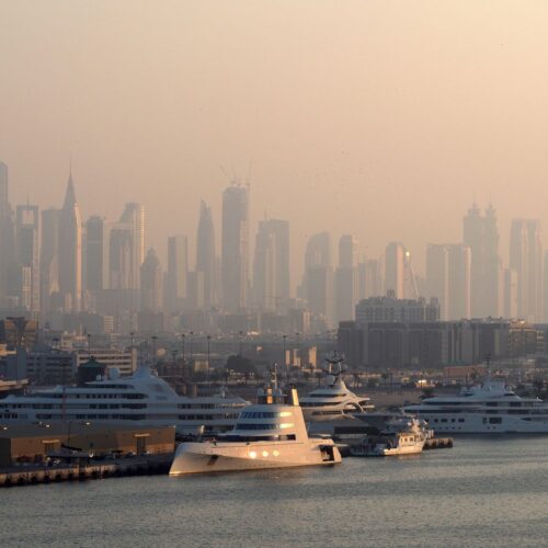Dubai skyline and desert
