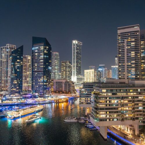 Dubai skyline and desert
